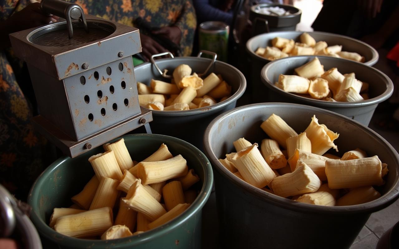 Cassava processing equipment at a women's group workshop
