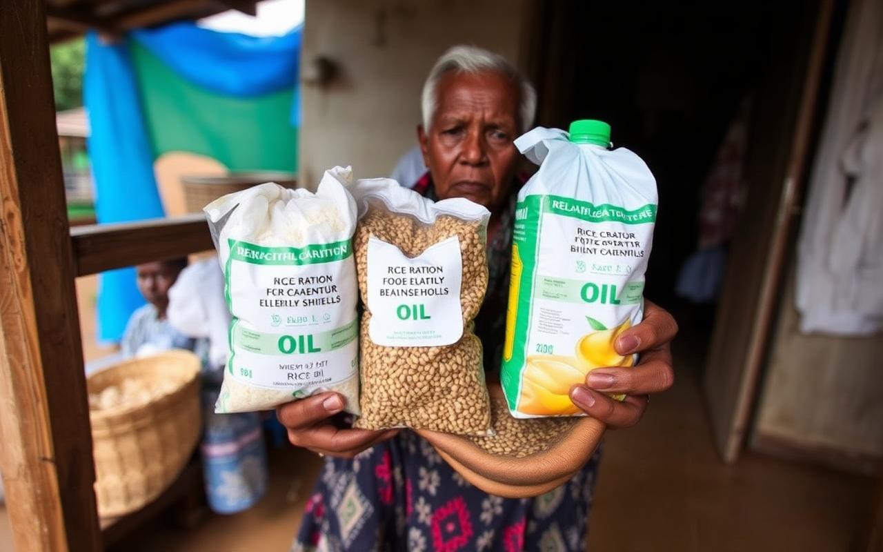 Monthly food rations prepared for elderly-headed households